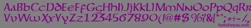 フォントForgottenuncial – 紫色のフォント、灰色の背景
