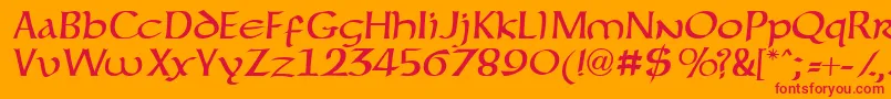 フォントForgottenuncial – オレンジの背景に赤い文字