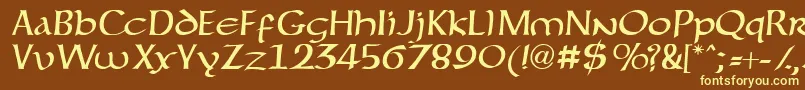 Forgottenuncial-fontti – keltaiset fontit ruskealla taustalla