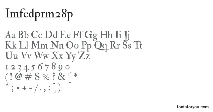 A fonte Imfedprm28p – alfabeto, números, caracteres especiais