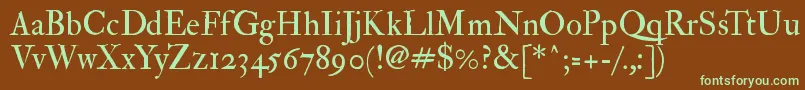 Imfedprm28p Font – Green Fonts on Brown Background