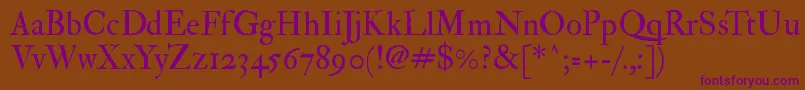 Imfedprm28p Font – Purple Fonts on Brown Background