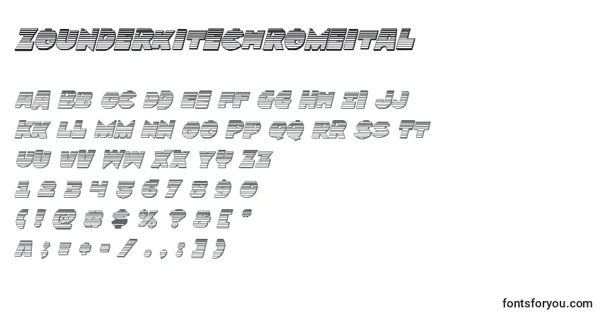 Schriftart Zounderkitechromeital – Alphabet, Zahlen, spezielle Symbole