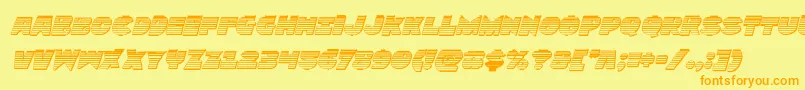 Zounderkitechromeital-Schriftart – Orangefarbene Schriften auf gelbem Hintergrund