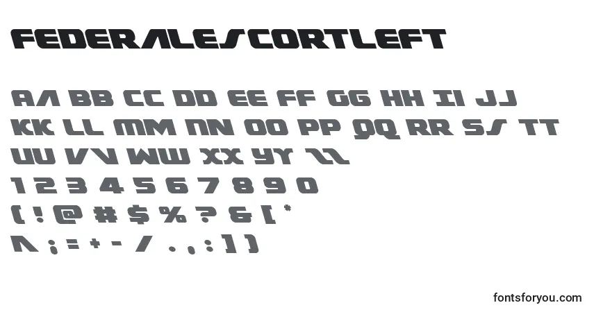 Czcionka Federalescortleft – alfabet, cyfry, specjalne znaki