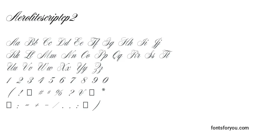 Czcionka Aerolitescriptcp2 – alfabet, cyfry, specjalne znaki