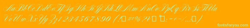 Aerolitescriptcp2-Schriftart – Grüne Schriften auf orangefarbenem Hintergrund