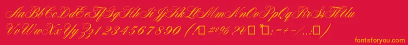 Aerolitescriptcp2-Schriftart – Orangefarbene Schriften auf rotem Hintergrund