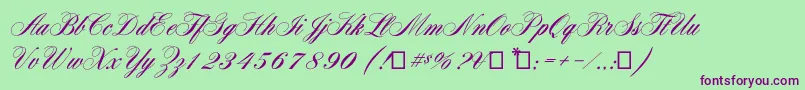 Aerolitescriptcp2-Schriftart – Violette Schriften auf grünem Hintergrund