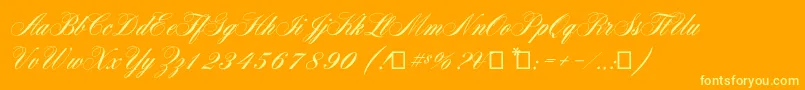 Aerolitescriptcp2-Schriftart – Gelbe Schriften auf orangefarbenem Hintergrund