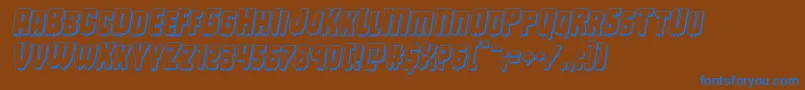 Deathblood3Dital-Schriftart – Blaue Schriften auf braunem Hintergrund