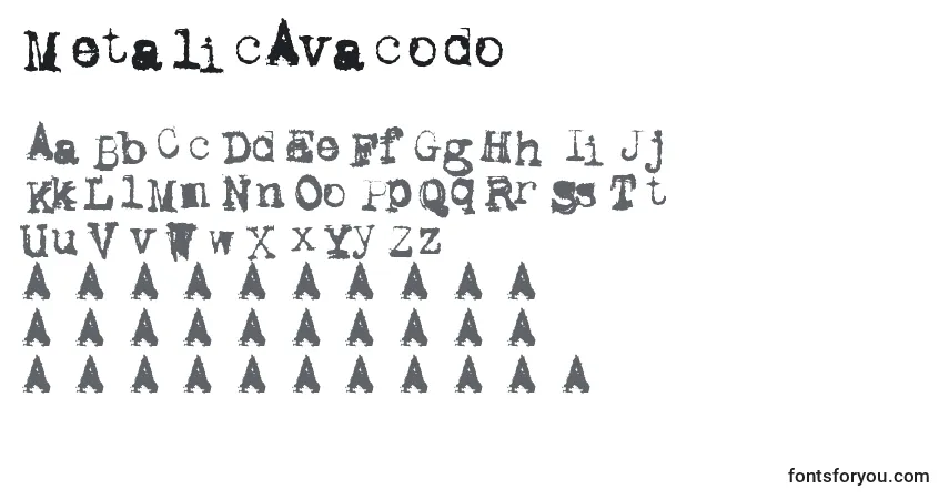Czcionka MetalicAvacodo – alfabet, cyfry, specjalne znaki