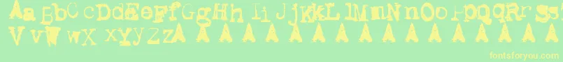 フォントMetalicAvacodo – 黄色の文字が緑の背景にあります