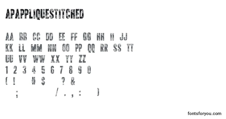 Schriftart ApAppliqueStitched – Alphabet, Zahlen, spezielle Symbole