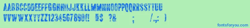 ApAppliqueStitched Font – Blue Fonts on Green Background