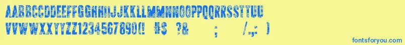 ApAppliqueStitched Font – Blue Fonts on Yellow Background