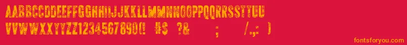 ApAppliqueStitched-Schriftart – Orangefarbene Schriften auf rotem Hintergrund