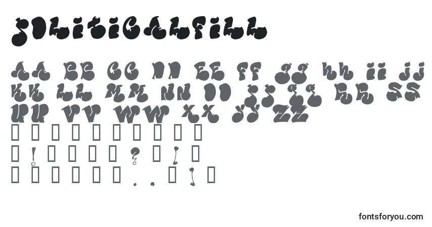 Schriftart Politicalfill – Alphabet, Zahlen, spezielle Symbole