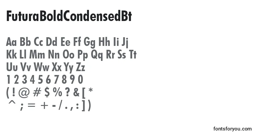 Шрифт FuturaBoldCondensedBt – алфавит, цифры, специальные символы