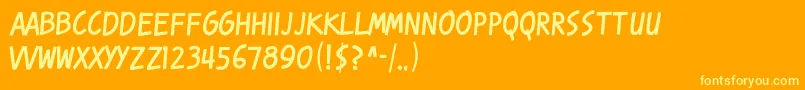 Fonte KarmaticRevolution – fontes amarelas em um fundo laranja
