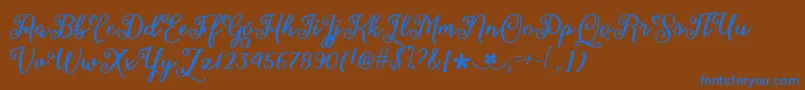 MarchCalligraphyTtf Font – Blue Fonts on Brown Background