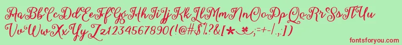 MarchCalligraphyTtf Font – Red Fonts on Green Background