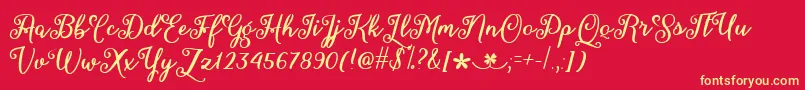 MarchCalligraphyTtf Font – Yellow Fonts on Red Background