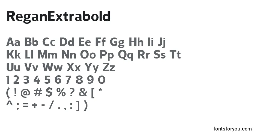 Шрифт ReganExtrabold – алфавит, цифры, специальные символы