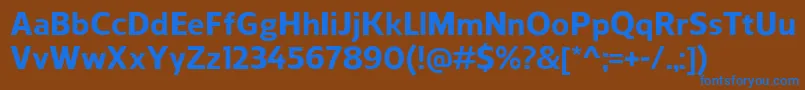 ReganExtrabold-Schriftart – Blaue Schriften auf braunem Hintergrund