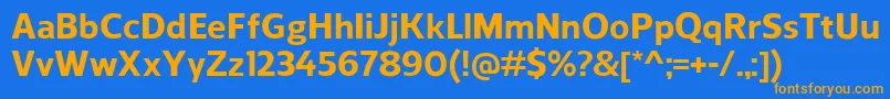 ReganExtrabold-Schriftart – Orangefarbene Schriften auf blauem Hintergrund
