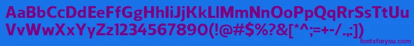 Czcionka ReganExtrabold – fioletowe czcionki na niebieskim tle