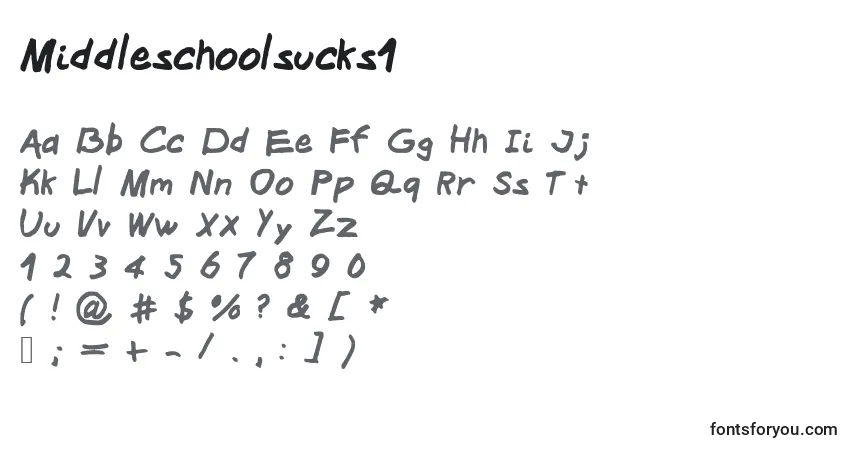 Шрифт Middleschoolsucks1 – алфавит, цифры, специальные символы