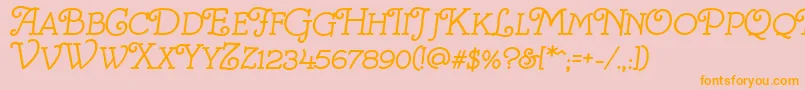 VillaAvgustina-Schriftart – Orangefarbene Schriften auf rosa Hintergrund