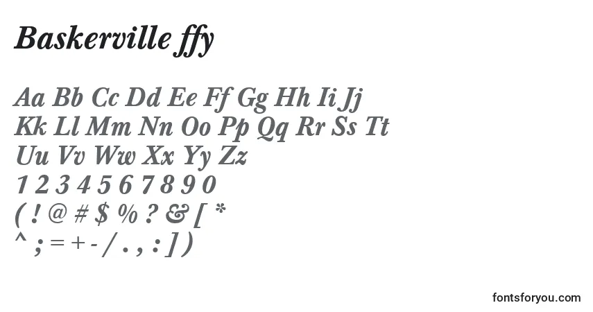 Czcionka Baskerville ffy – alfabet, cyfry, specjalne znaki