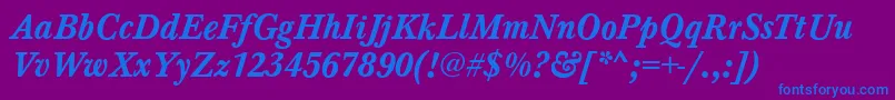 Baskerville ffy-fontti – siniset fontit violetilla taustalla