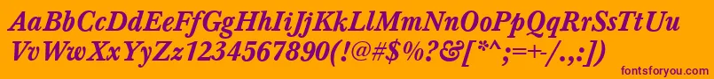 Baskerville ffy Font – Purple Fonts on Orange Background