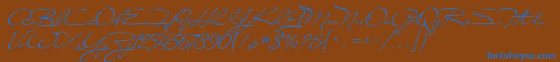フォントCarolina – 茶色の背景に青い文字