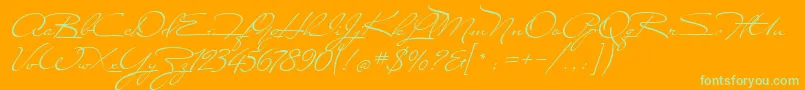 Carolina Font – Green Fonts on Orange Background