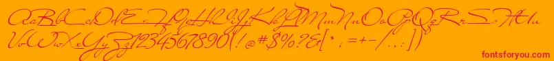 Carolina-Schriftart – Rote Schriften auf orangefarbenem Hintergrund