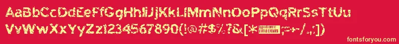 Heck Font – Yellow Fonts on Red Background
