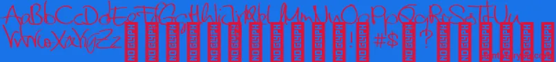 Czcionka FriendsDemo – czerwone czcionki na niebieskim tle