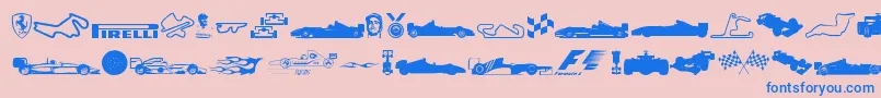 Formula1-Schriftart – Blaue Schriften auf rosa Hintergrund