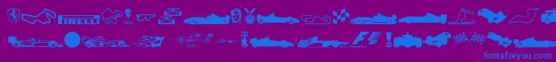 Fonte Formula1 – fontes azuis em um fundo violeta