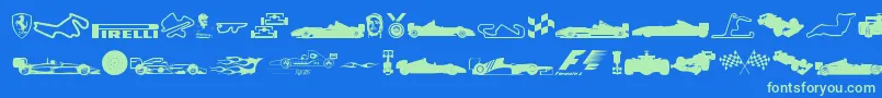 Formula1 Font – Green Fonts on Blue Background