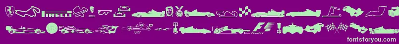 Formula1-fontti – vihreät fontit violetilla taustalla