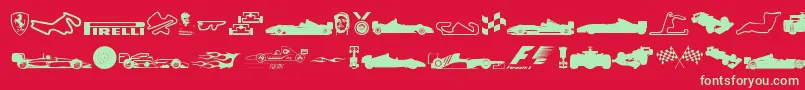 Formula1-Schriftart – Grüne Schriften auf rotem Hintergrund