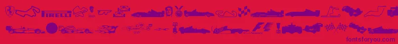 Formula1-fontti – violetit fontit punaisella taustalla