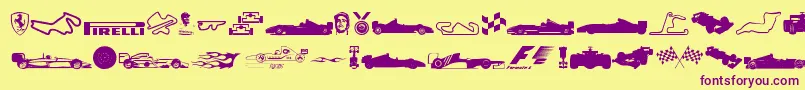 Formula1 Font – Purple Fonts on Yellow Background