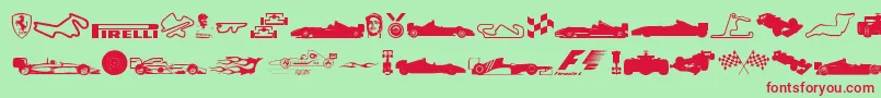 Formula1-Schriftart – Rote Schriften auf grünem Hintergrund