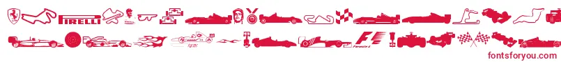 Formula1-Schriftart – Rote Schriften auf weißem Hintergrund